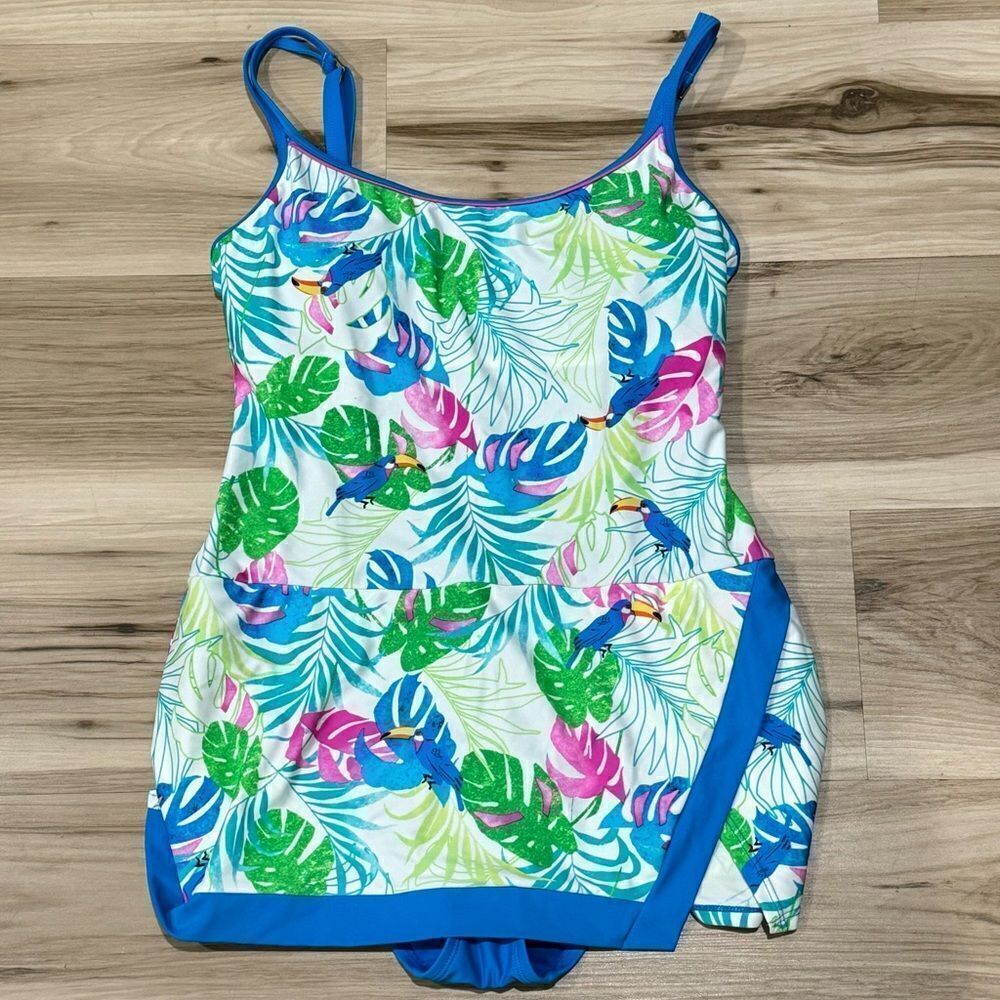 Into the Bleu Tropical One Piece Swimsuit Women’s 8